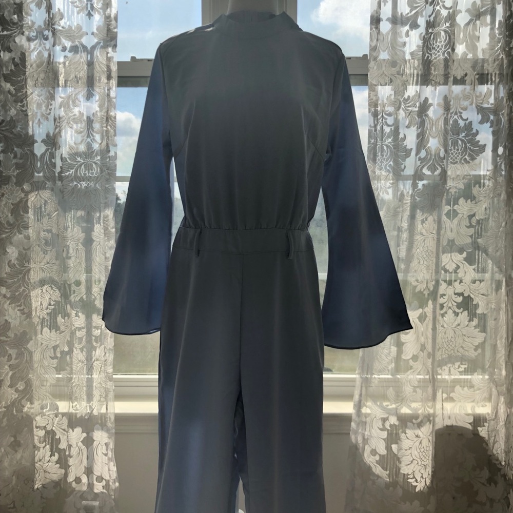 Blush Blue Flared Sleeve Jumpsuit